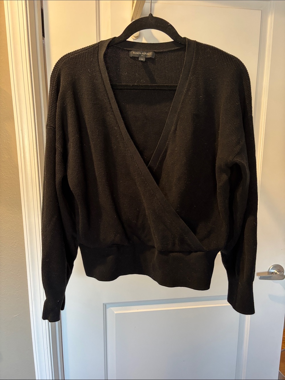 Banana Republic Black V-Neck Wrap Sweater